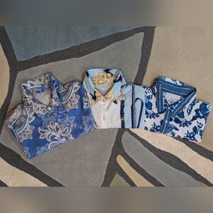 Instant Bundle!  Set of Three Blue Patterned Shirts